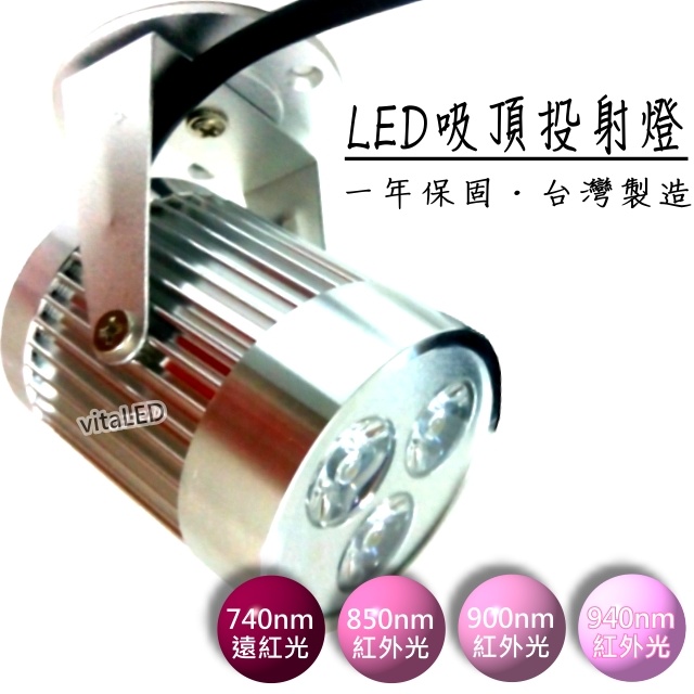 特殊波長訂製(紅外光系列) LED投射燈泡｜吸頂型/萬向調節/聚光透鏡
